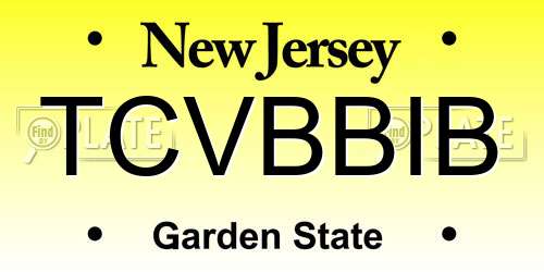 TCVBBIB New Jersey License Plate