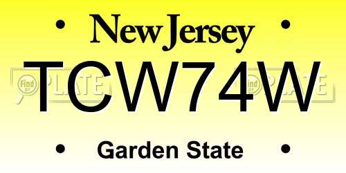 TCW74W New Jersey License Plate