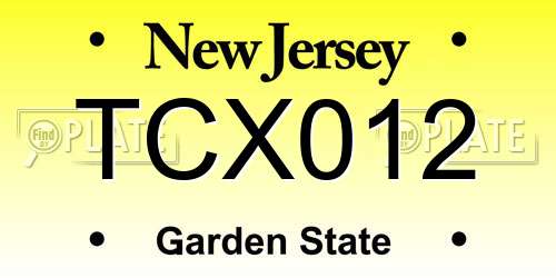 TCX012 New Jersey License Plate