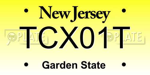 TCX01T New Jersey License Plate