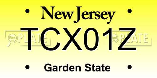 TCX01Z New Jersey License Plate