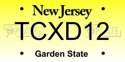 TCXD12 New Jersey License Plate