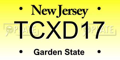 TCXD17 New Jersey License Plate