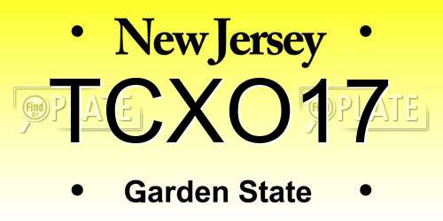 TCXO17 New Jersey License Plate