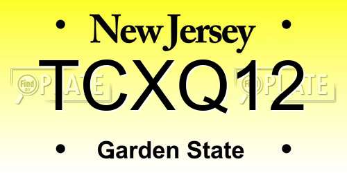 TCXQ12 New Jersey License Plate
