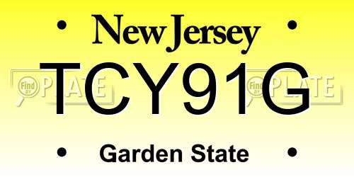 TCY91G New Jersey License Plate