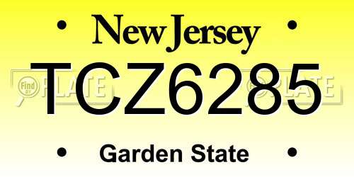 TCZ6285 New Jersey License Plate