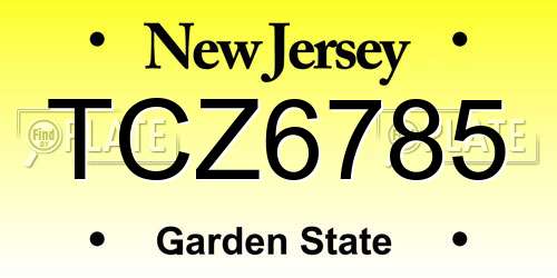 TCZ6785 New Jersey License Plate