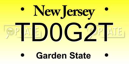 TD0G2T New Jersey License Plate