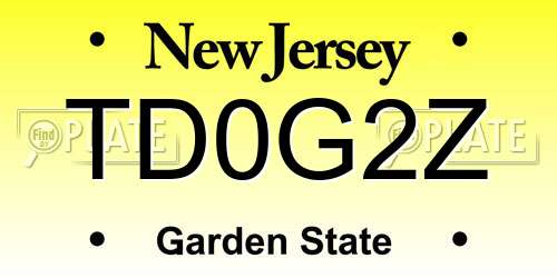 TD0G2Z New Jersey License Plate