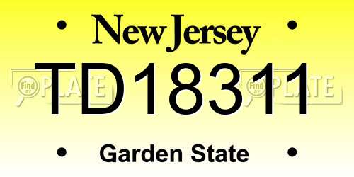 TD18311 New Jersey License Plate