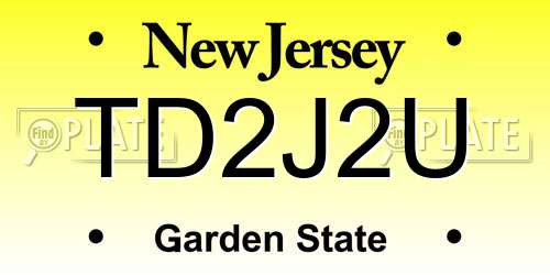 TD2J2U New Jersey License Plate