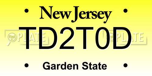 TD2T0D New Jersey License Plate
