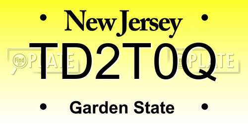 TD2T0Q New Jersey License Plate