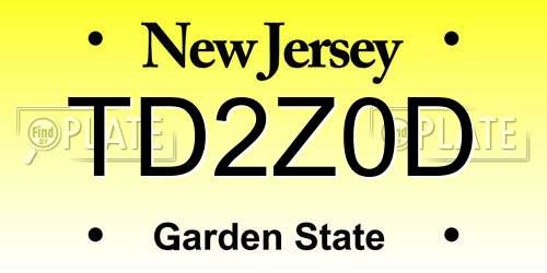 TD2Z0D New Jersey License Plate