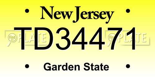 TD34471 New Jersey License Plate