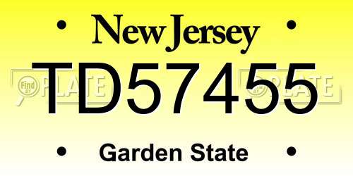 TD57455 New Jersey License Plate