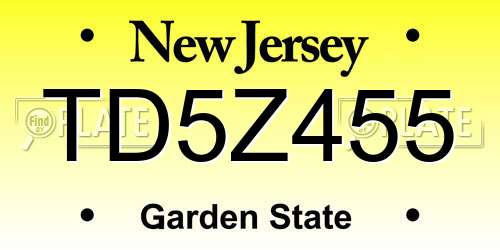TD5Z455 New Jersey License Plate