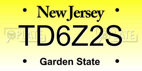 TD6Z2S New Jersey License Plate
