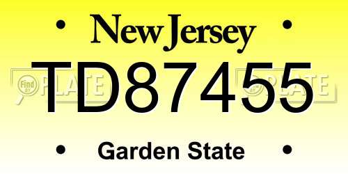 TD87455 New Jersey License Plate