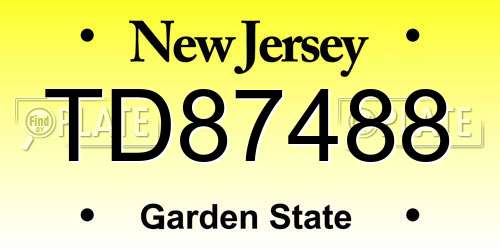 TD87488 New Jersey License Plate