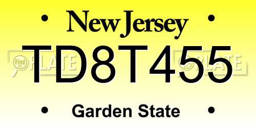 TD8T455 New Jersey License Plate