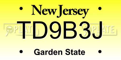 TD9B3J New Jersey License Plate