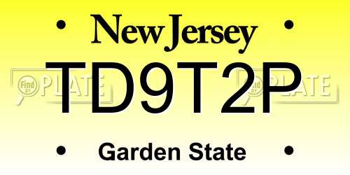 TD9T2P New Jersey License Plate