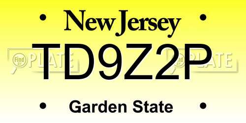 TD9Z2P New Jersey License Plate