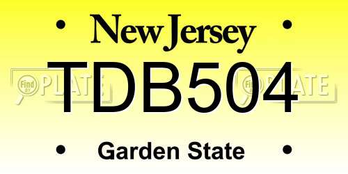 TDB504 New Jersey License Plate