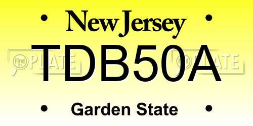 TDB50A New Jersey License Plate