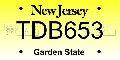 TDB653 New Jersey License Plate
