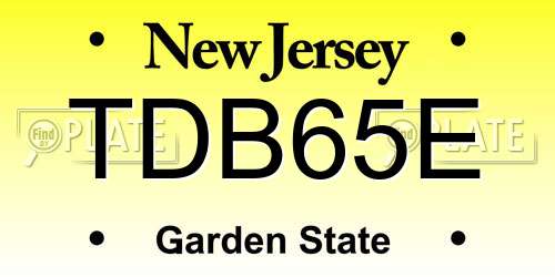 TDB65E New Jersey License Plate