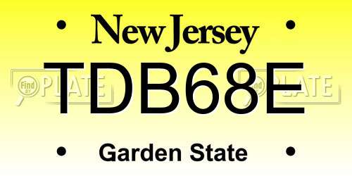 TDB68E New Jersey License Plate