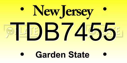 TDB7455 New Jersey License Plate
