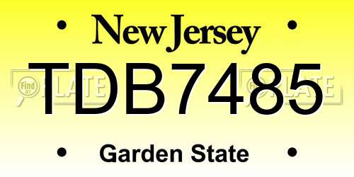 TDB7485 New Jersey License Plate