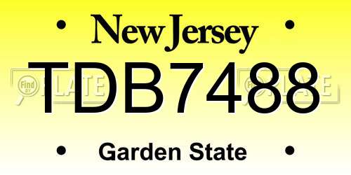 TDB7488 New Jersey License Plate