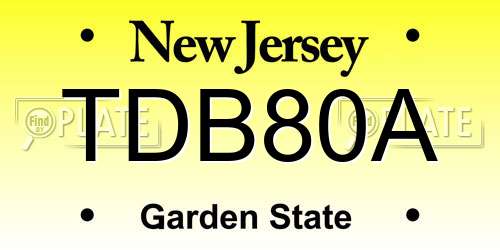 TDB80A New Jersey License Plate