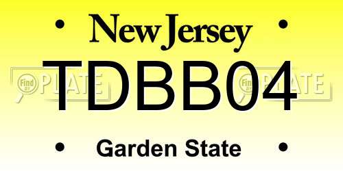 TDBB04 New Jersey License Plate