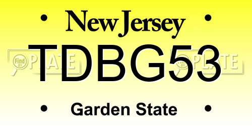 TDBG53 New Jersey License Plate