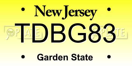 TDBG83 New Jersey License Plate