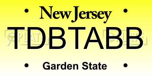 TDBTABB New Jersey License Plate