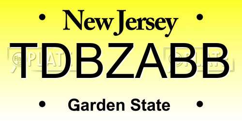 TDBZABB New Jersey License Plate