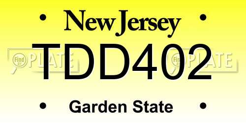 TDD402 New Jersey License Plate