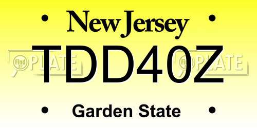 TDD40Z New Jersey License Plate