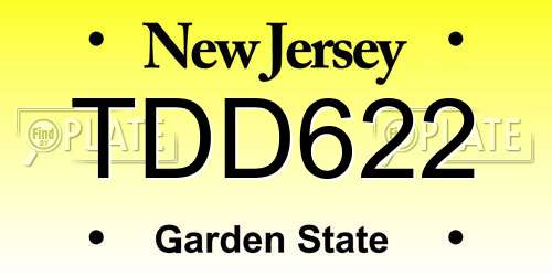 TDD622 New Jersey License Plate