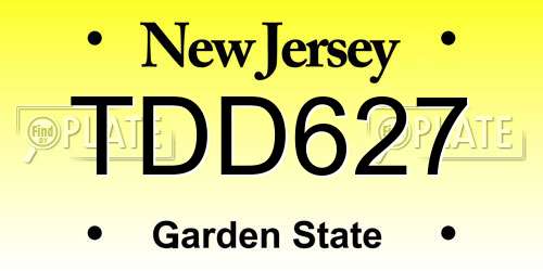 TDD627 New Jersey License Plate