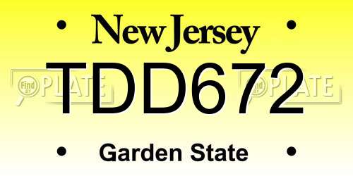 TDD672 New Jersey License Plate