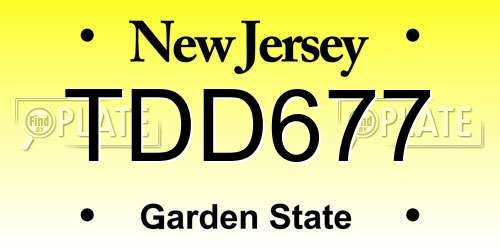 TDD677 New Jersey License Plate