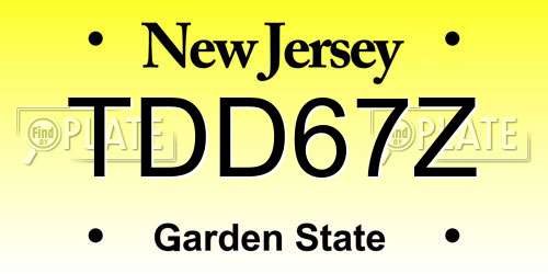 TDD67Z New Jersey License Plate